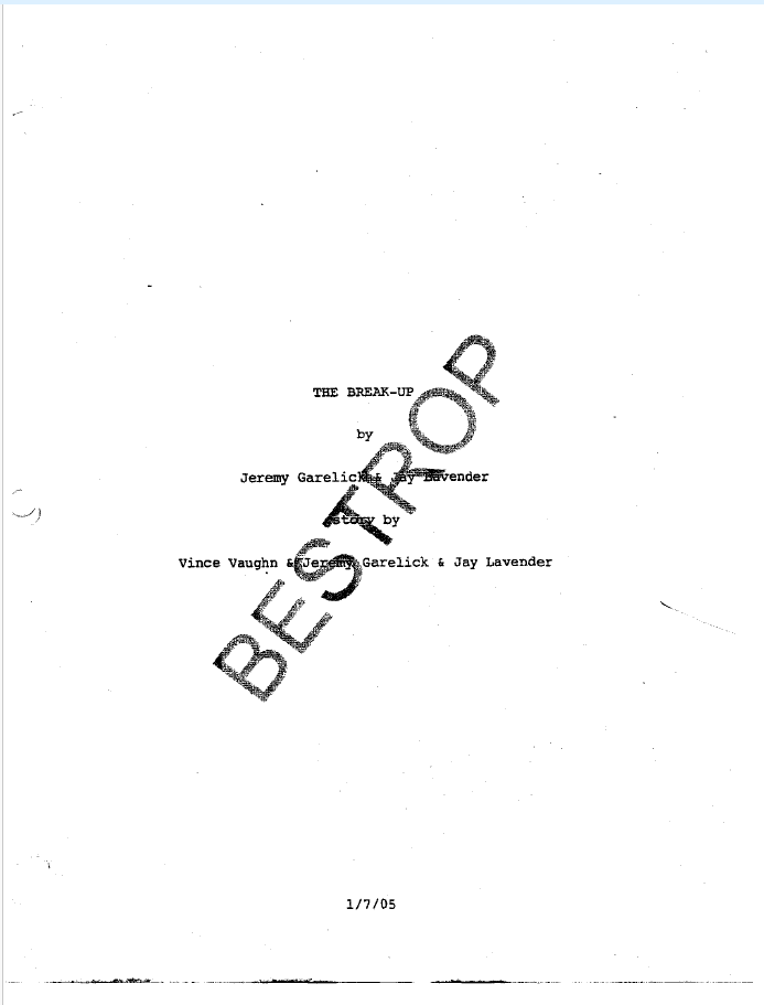 The Breakup Movie Script