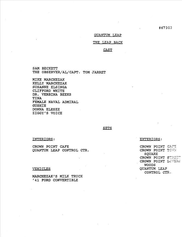 Quantum Leap TV Scripts